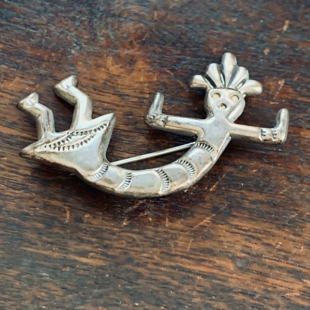 Native American Kachina Sterling Silver Pin Brooch - Picture 3 of 10